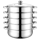 DOITOOL Stainless Steel Steamer, 5 Tier Steamer Pots with Lid, Cookware Steaming Pots (5 Layers 28cm)