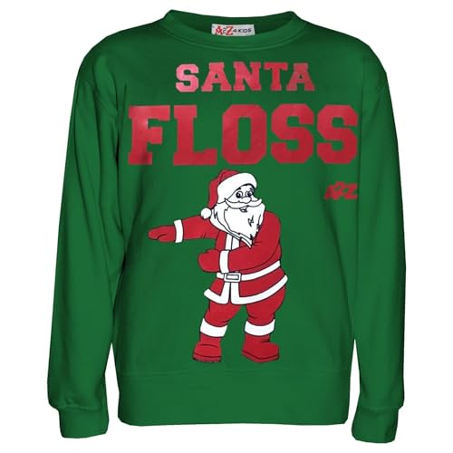 Sweat shirt Père Noël vert pour fête de fin d'année enfant 7-8 ans