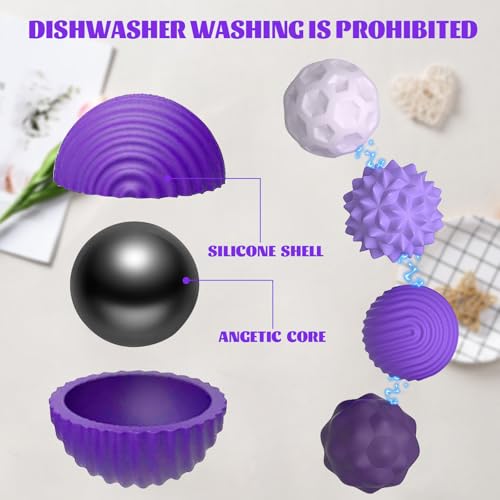 8 Stück Magnetische Fidget Toys, Magnetische Anziehungskraft Stress Bälle mit Silikonhülle, Magnetkugeln Stressball Silikon Sensorik Spielzeug, Sensory Toy ( lila )