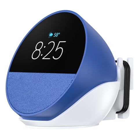 EDUP LOVE Echo Spot Stand for Amazon Echo Spot 2024, Alexa Echo Spot Accessories with Cable Management, Wall Mount Holder Bracket for All-New Amazon Echo Spot 2024 (White) Cover