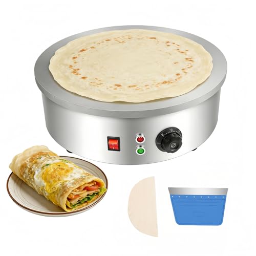 Crepes Maker - Crepes Maker - Crepes Maker Electric Panqueques de diámetro 45 cm, 3000 W, con separador de masa y espátula, antiadherente para crepes, crepes, taccos