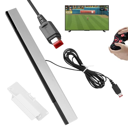 Sensor Bar Compatible with Nintendo Wii and Wii U Console, Replacement Wired Infrared Ray Sensor Bar with Stand IR Signal Extended Range Motion Receiver