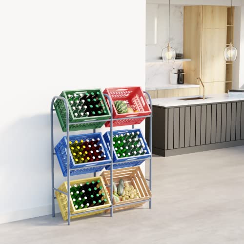 TroniTechnik® Getränkekistenregal GK02, 6 Kisten, Grau, 96x34x116 cm – Ansicht 5