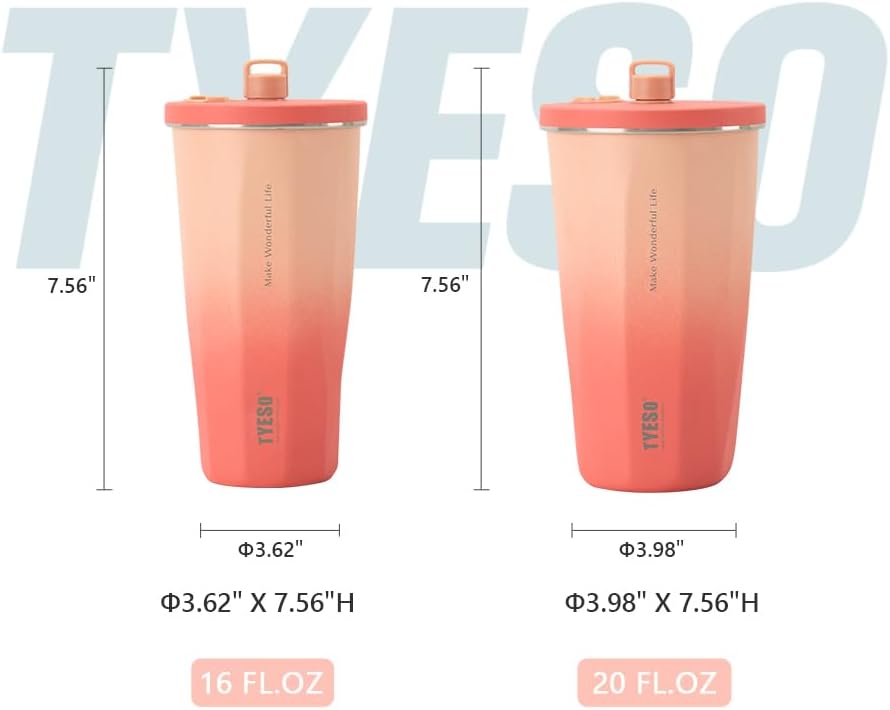 TYESO 20oz Tumbler with Retractable Straw, Stainless Steel Tumbler with straw inside Stainless steel wide-mouth vacuum insulation bottler home office outdoor multi-color (GRADIENT SAKURA, 20 oz) - Image 5