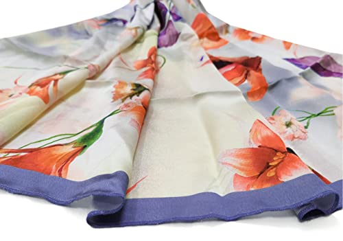 Image of Satin Silk Women's Large Square Floral Fashion Scarf | Soft satin silk neck scarf, head scarf, hair scarf, bandana, wrap, hijab, lightweight fashion accessory