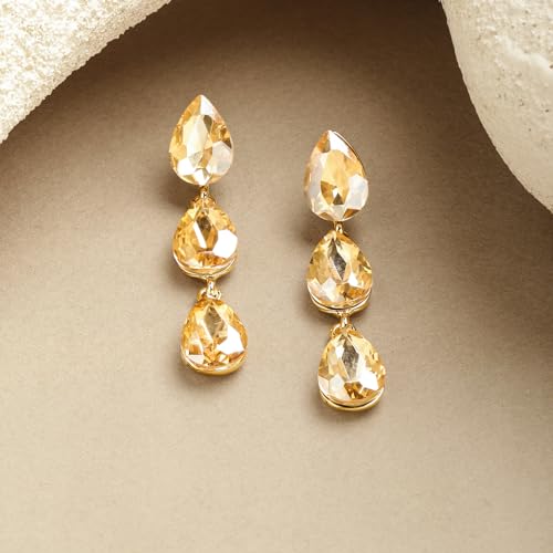Image of Rubans Drop Earrings American Diamond Crystal Stylish Trendy Jewellery Gift for Women & Girls