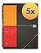 Produktbild Oxford Meetingbook International 5er Pack im Format A4 kariert mit 80 Blatt 2 in 1 Collegeblock und Gummizugmappe in grau