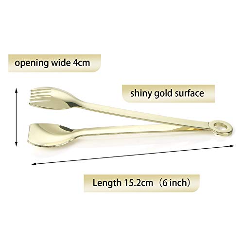 Mini Appetizer Tongs Stainless Steel Set Of 4, Msy Bigsunny Gold Plated Small Serving Tongs, 6 Inch(15.2Cm, Golden) #TOP1