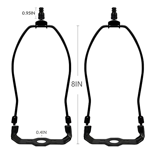 Gigivosha Lamp Shade Harp Holder For Table And Floor Lamps,2 Set Heavy Duty Detachable Lamp Shades Bracket With 3/8 Standard Saddle And Lamp Finials (Black, 8 Inch) #TOP2