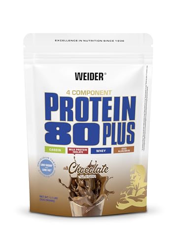 Preisvergleich Produktbild Weider - Protein 80 Plus - 4-Komponenten Protein Pulver - Hoher Proteingehalt mit 80% Eiweiß - Cremige Shakes mit Calcium & Vitamin B6 - 500g - Schoko