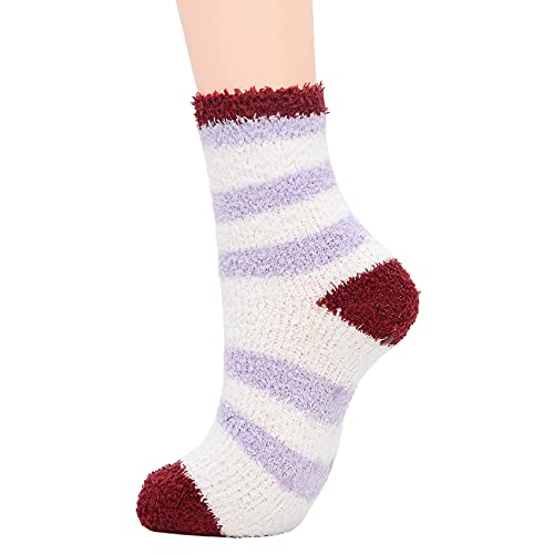 Image of Durio Fuzzy Socks with Grips for Women Cozy Hospital Socks Slipper Socks Cute Fluffy Socks Non Slip Socks Womens