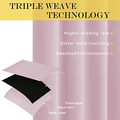 NICETOWN Bedroom Curtain Room Darkening Drapery - Home Fashion Microfiber Thermal Insulated Solid Grommet Room Darkening Curtain for Kitchen (Lavender Pink, 1 Panel, 52 inches Wide by 72 inches Long)