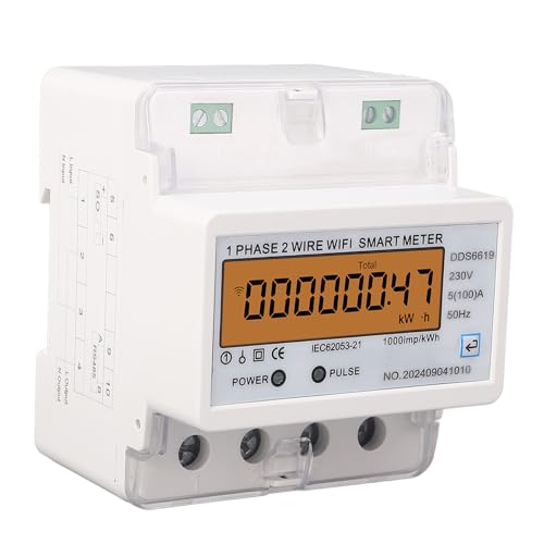 Contatore di Energia Intelligente Contatore Elettrico su Guida Din Monofase a 2 Fili per APP Display Retroilluminato Controllo Remoto Misurazione Accurata 'energia