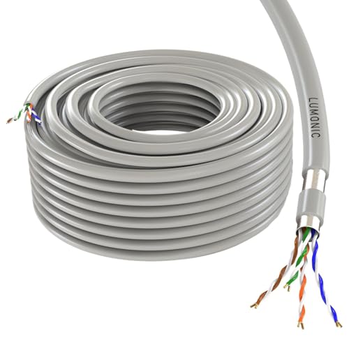 Lumonic LAN Cable de Red 50m | LAN Cable CAT5e F/UTP | Cable de Instalación 4X 2X AWG26/1 (solidr) | 100MHz Gigabit Ethernet