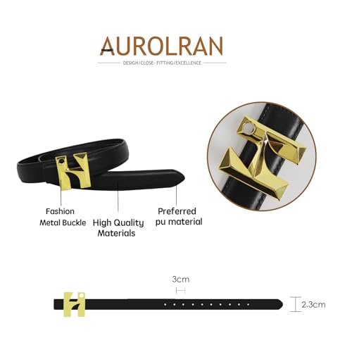 Image of Women's Fashion Classic Metal Buckle Leather Belt with Jeans Dress