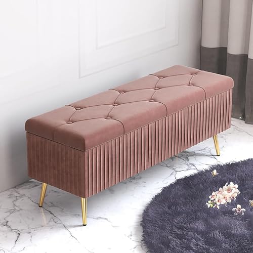 Banco de almacenamiento de zapatos, taburete tapizado de felpa para entrada, moderno baúl de almacenamiento de terciopelo para dormitorio y sala de estar