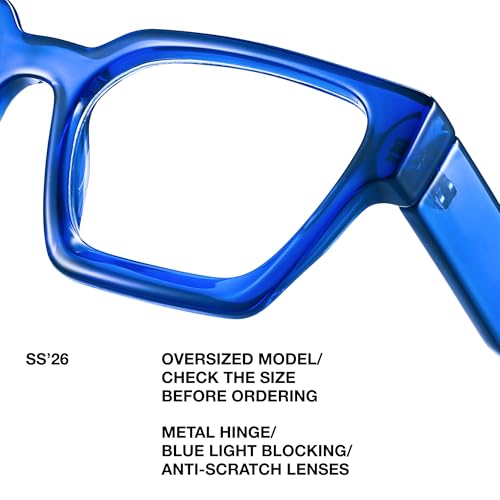 Image of livho Oversized Eyewear Frame for Woman and Men - Rectangle Fashion Glasses for Computer, Chic Preppy Frame