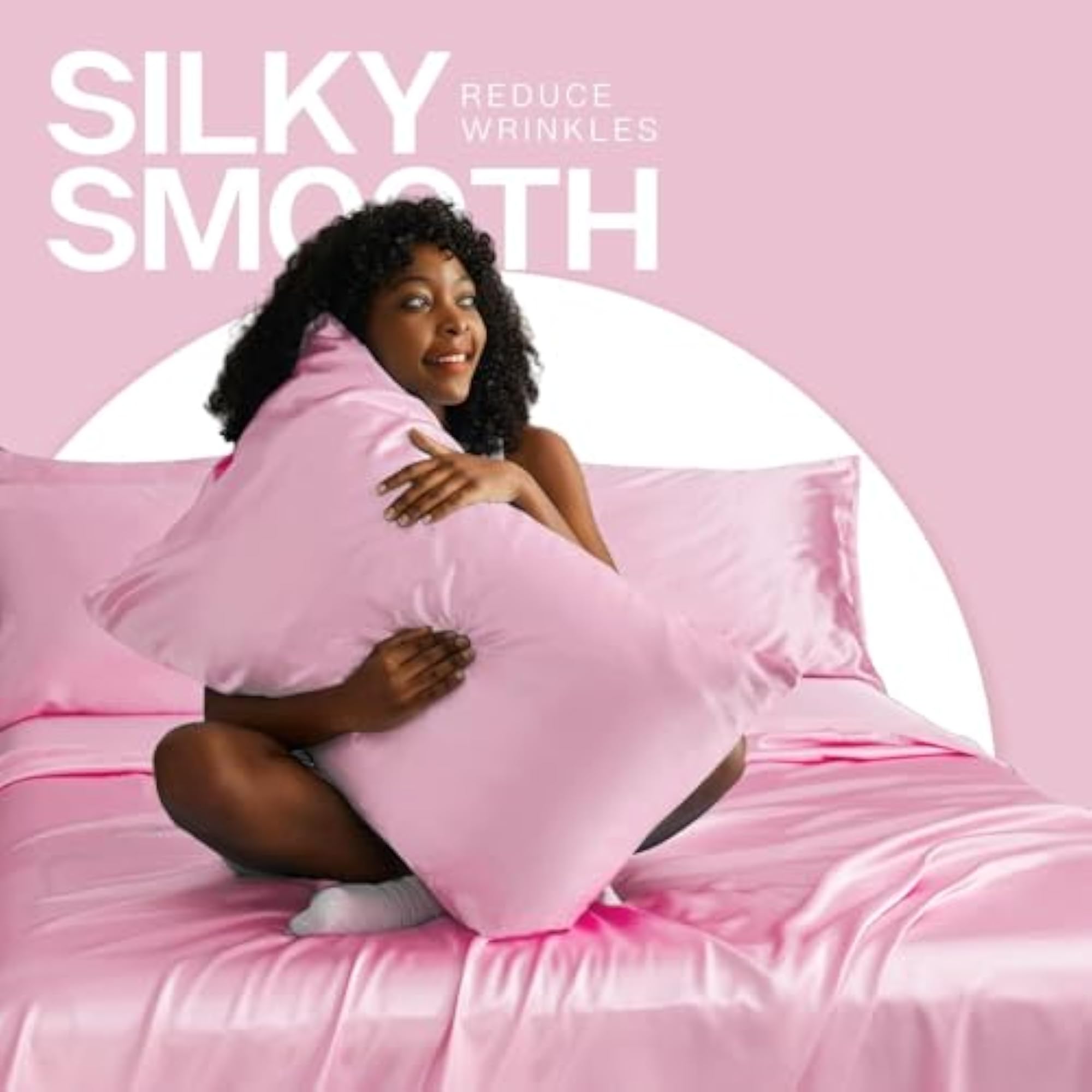 Satin Bonnet for Curly Hair with Silk Pillow Covers