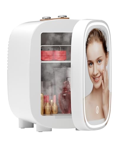 DF01A Skincare Fridge, Mini Fridge for Skincare with 3-Level Dimm...