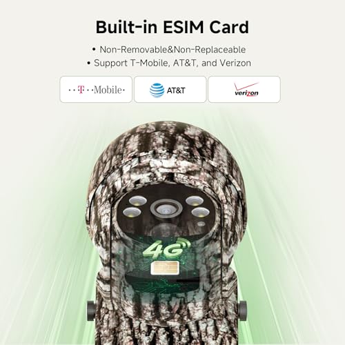 Tefrio Cellular Trail Security Camera With Built-In 4G Lte Sim Card, 2K Game Camera Solar With 360° Full View thumb #1