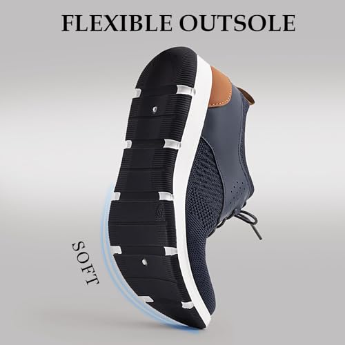 Samilor Breeze Men's Oxford Lace-Up Lightweight Casual Walking Shoes, Comfortable Dress Sneakers, Mesh Business Shoes, Navy4