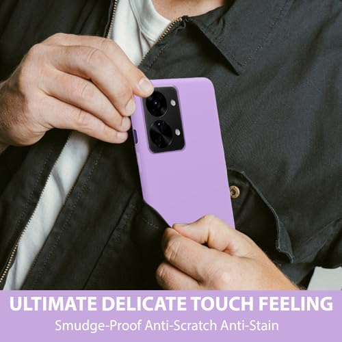 Image of LIRAMARK Liquid Silicone Soft Back Cover Case for OnePlus Nord 2T 5G / 1+Nord 2T 5G (Lavender)