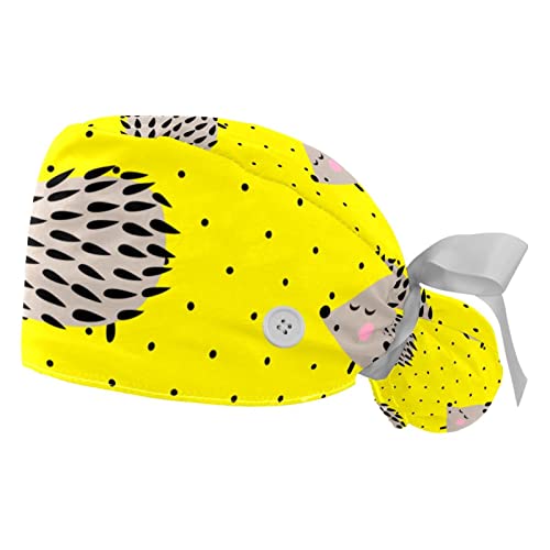 Chapeaux bouffants jaunes JDEZ avec motif hérisson pour le travail quotidien
