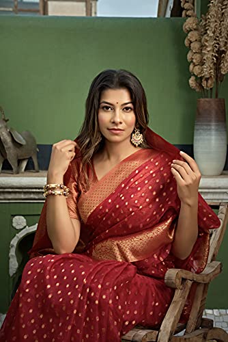 Image of Vardha Women's Art Silk,Silk Saree with Banarasi Weave and Unstitched Matching Blouse Piece | Sari for Women