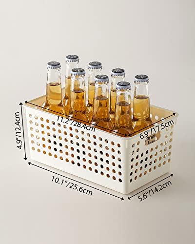 Pafino 6 Pack Plastic Storage Baskets - Small Pantry Organizer Bins Stackable Basket Household Organizers for Kitchen, Shelves, Countertops, Desktops, Cabinets, Bedrooms and Bathrooms (White-6pcs)