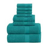 QUBA LINEN Pack of 8 Towels Set, 2 Large Bath Towels, 2 Hand Towels, 4 Wash Cloths, 100% Cotton...