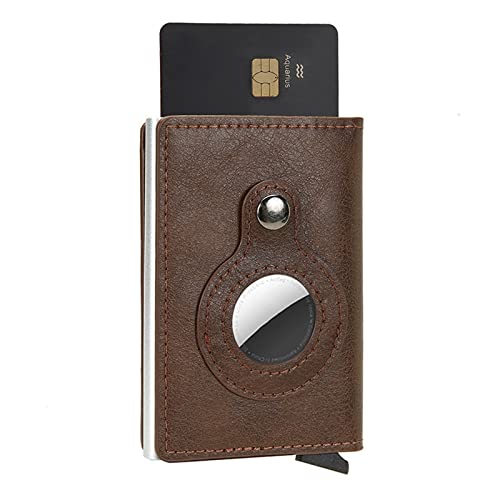 Business Card Holder Card Holder Locator Credit Card Holder Wallet Men Women Aluminium Bank Cardholder Case Vintage Leather Wallet(Coffee)