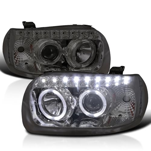 Spec-D Tuning Smoke Dual Halo SMD LED DRL Projector Headlights Compatible with 2005-2007 Ford Escape, Left + Right Pair Headlamps Assembly