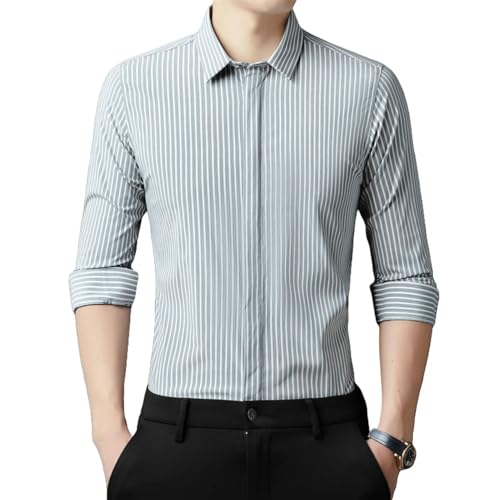 Chemise à manches longues pour homme coupe ajustée et style coréen chic