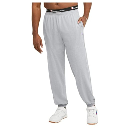 Champion Men's Everyday Fitted Ankle Cotton Pants, 31.5" Inseam, Cotton Knit Pants Left Hip "C" Logo, Cotton Warm-Up Pants