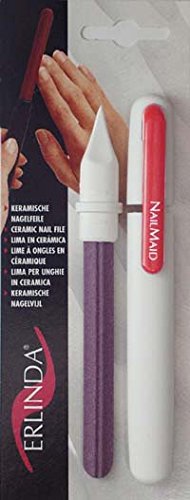 Budd Leather Nailmaid White Line Ceramic Nail File with Red Clip, 0.10 Pound