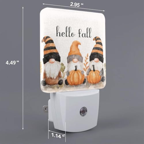 Image of Fall Pumpkins Thanksgiving Gnome LED Plug-in Night Light Set of 2 for Bedroom