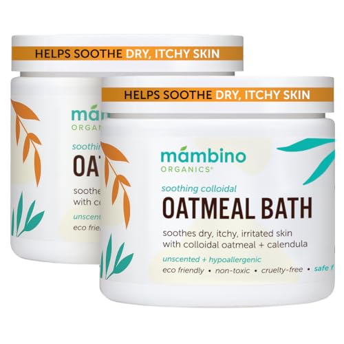 Image of Mambino Organics Soothing Colloidal Oatmeal Bath Soak Powder, for Newborn, Kids, Moms with Dry, Sensitive Skin, Unscented Body Wash with Calendula for Baby Bath, Vegan, Non-GMO, 2-Pack