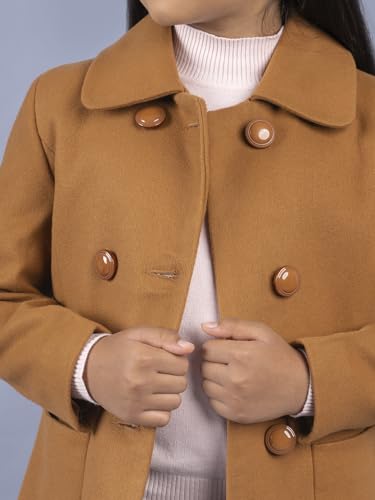 Image of CHKOKKO Girl's Wool Blend Stylish Standard Length Winter Wear Button Coat For Kids