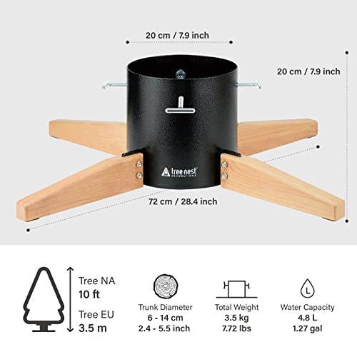Tree Nest Large Christmas Tree Stand Base For Real Trees Nordic Style Christmas Tree Holder Up To 10Ft Trees Stable For Xmas Decoration Timber (Black) #TOP5
