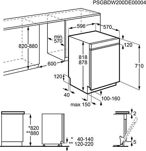 AEG FEE53628ZM Integrierter-Geschirrspüler / 60cm / AirDry - perfekte Trocknungsergebnisse / D / energiesparend / Besteckkorb / Display / Startzeitvorwahl / Wasserstopp