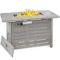 Best Choice Products Fire Pit Table 42in 50,000 BTU Rectangular Steel Propane Gas for Outdoor, Patio w/Burner Lid, Auto Ignition, Hideaway Tank Storage, Cover, Glass Beads - Gray
