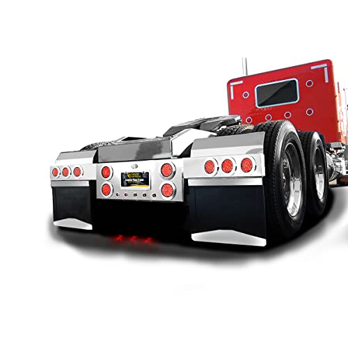 Image of GG Grand General 91021 Spring Loaded Stainless Steel Mud Flap Hanger with Red /Clear LED Light, 2.5 Inches Bolt Spacing, Pair