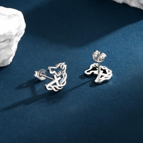 925 Sterling Silver Cross Horse Earrings Stud Jewelry Gifts for Women4