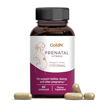 GOLDNTM Prenatal Ubiquinol CoQ10 Vitamins for Women with Iron, Methylated Folate, DHA, Choline & B12 | Gentle on Stomach | Non-GMO | Conception & Pregnancy Support | 60 Capsules 30-Day Supply