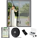 Magnetic Screen Door, Screen Door Mesh, Heavy-Duty Mesh Curtain, Door Net Keep Bugs Out, Hands Free Partition, Screen Size 74” × 81”, Fits 72” × 80” Doors, Pet & Kid Friendly, Black