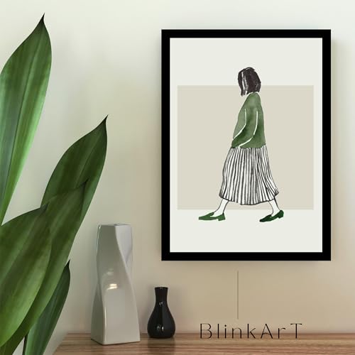 Image of BLINKART Girl In Sweater Abstract Wall Art Painting Print Design | Aesthetic Wall Decor Photo Artwork Frame Decoration Hanging For Home Bedroom Living Room Office Wall Decor | T006 | 13x10 Inches