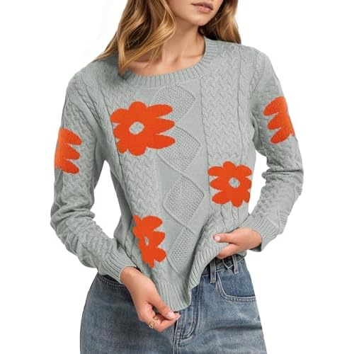 Cakulo Womens Lightweight Fall Pullover Sweaters Cable Knit Crew Neck Sweater Tops 2025 Trendy Outfits