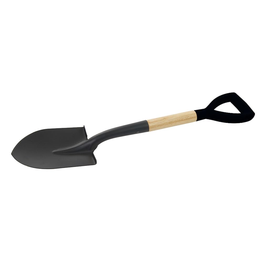 Eckige Mini Schaufel 700 mm + Spitzer Mini Rundspaten 700 mm Profi Set Garten Schippe mit D-Griff und Holzgriff Spaten