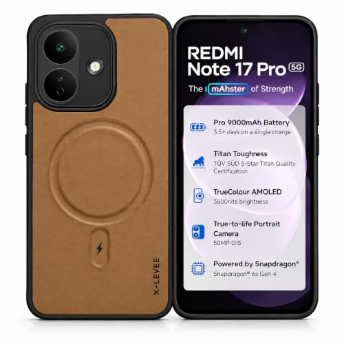 Sarandiv® Premium Leather Finish Back Cover Compatible with Redmi Note 17 Pro 5G – Shockproof Protective Case with Raised Camera Protection, Slim & Stylish Design, Precise Cutouts (Brown)