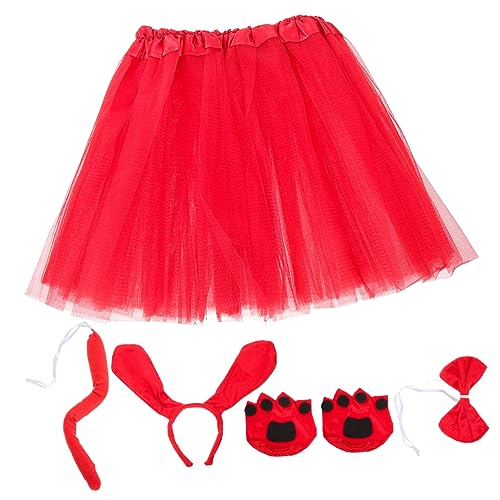 WRITWAA 3 Sätze Dackel Stirnband Dalmatiner Nase Mesh Rock Set faschingkostüme hundeschwanz dog costume Hundenase Hundepflegetisch Marienkäfer Welpenkostüm Cosplay-Versorgung Stoff